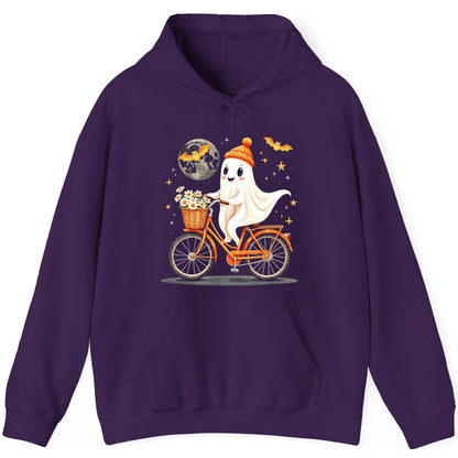 Cute Ghost on Bicycle cute ghost Hoodie Purple product mockup