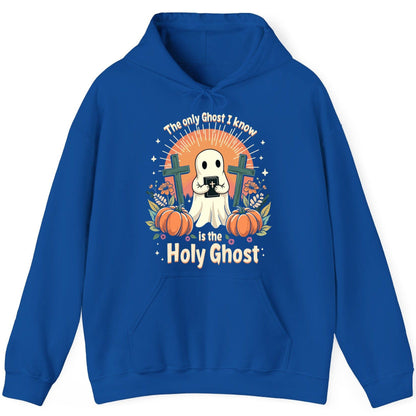 The Only Ghost I Know Is the Holy Ghost christian Halloween Hoodie Royal product mockup