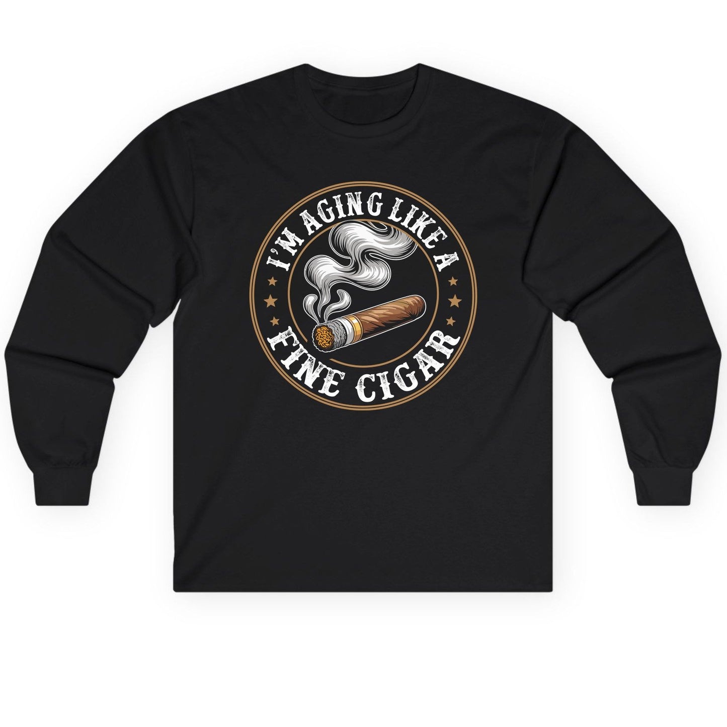 I'm Aging Like a Fine Cigar cigar smoking Long Sleeve Tee Black product mockup