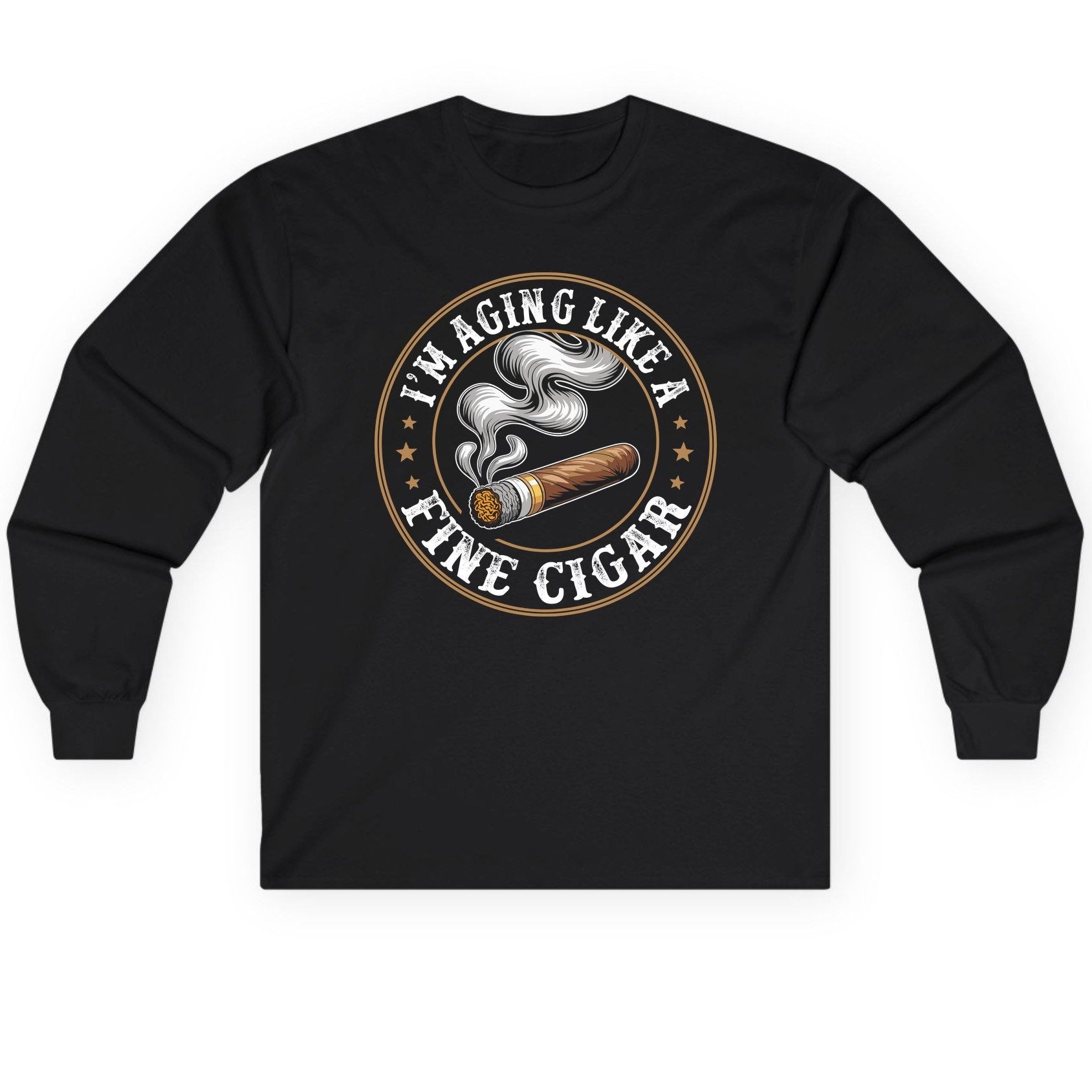 I'm Aging Like a Fine Cigar cigar smoking Long Sleeve Tee Black product mockup