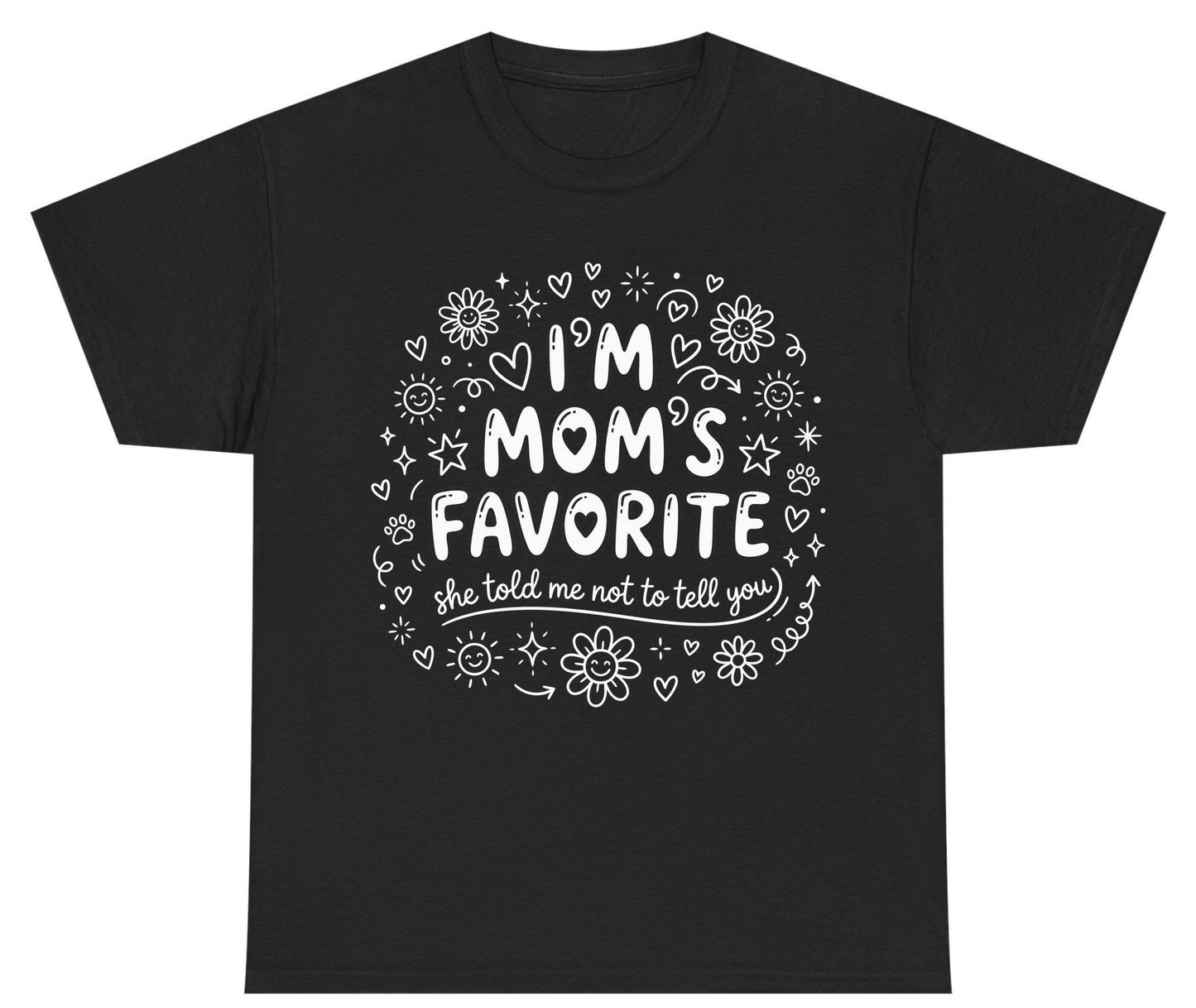 I'm Mom's Favorite (She Told Me Not to Tell You) family humor Youth T-Shirt Black product mockup