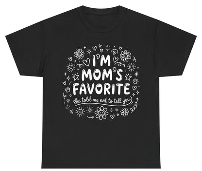 I'm Mom's Favorite (She Told Me Not to Tell You) family humor Youth T-Shirt Black product mockup