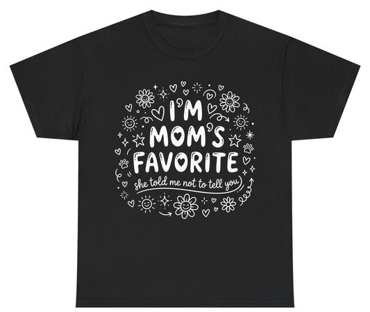 I'm Mom's Favorite (She Told Me Not to Tell You) family humor Youth T-Shirt Black product mockup