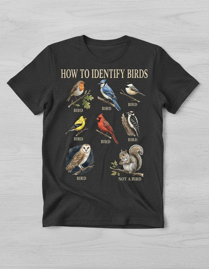 How to Identify Birds Funny Birdwatching T-Shirt - product mockup - Dark Heather
