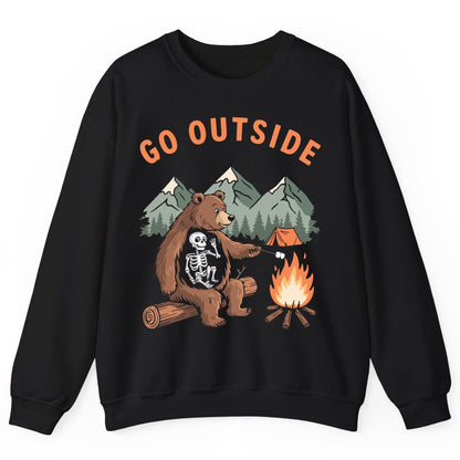 Go Outside funny bear Sweatshirt Black product mockup