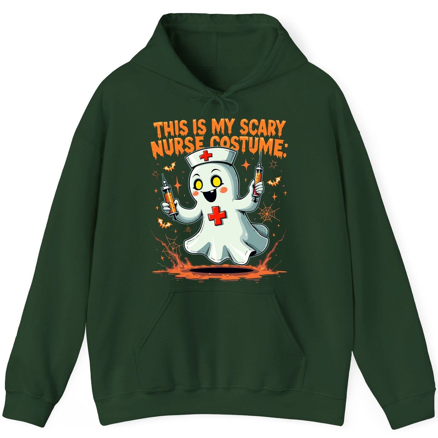 This Is My Scary Nurse Costume ghost nurse Hoodie Forest Green product mockup