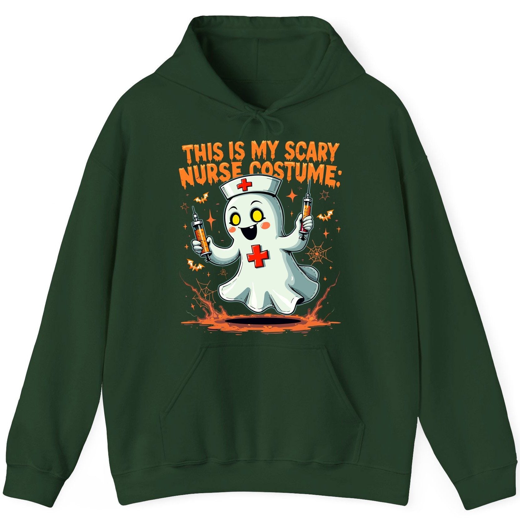 This Is My Scary Nurse Costume ghost nurse Hoodie Forest Green product mockup