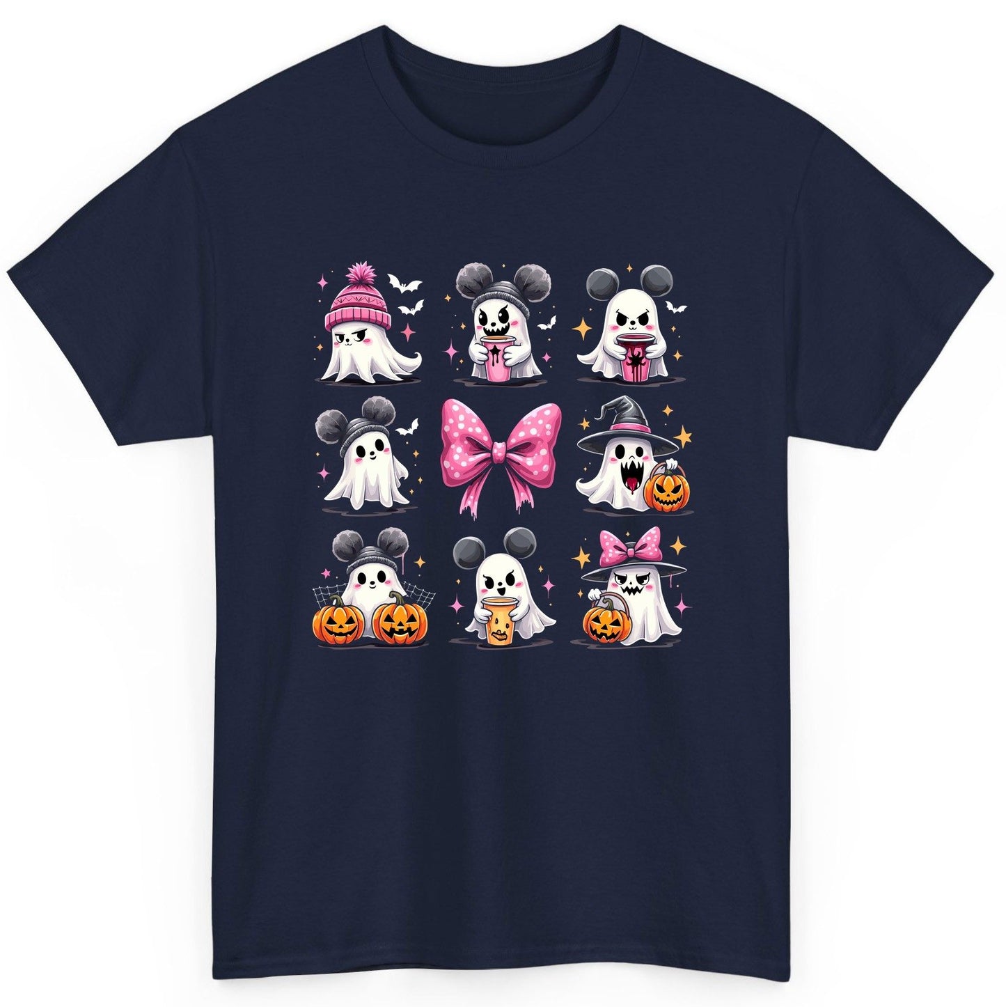 Cute Pink Halloween Ghosts Halloween ghosts T-Shirt Navy product mockup