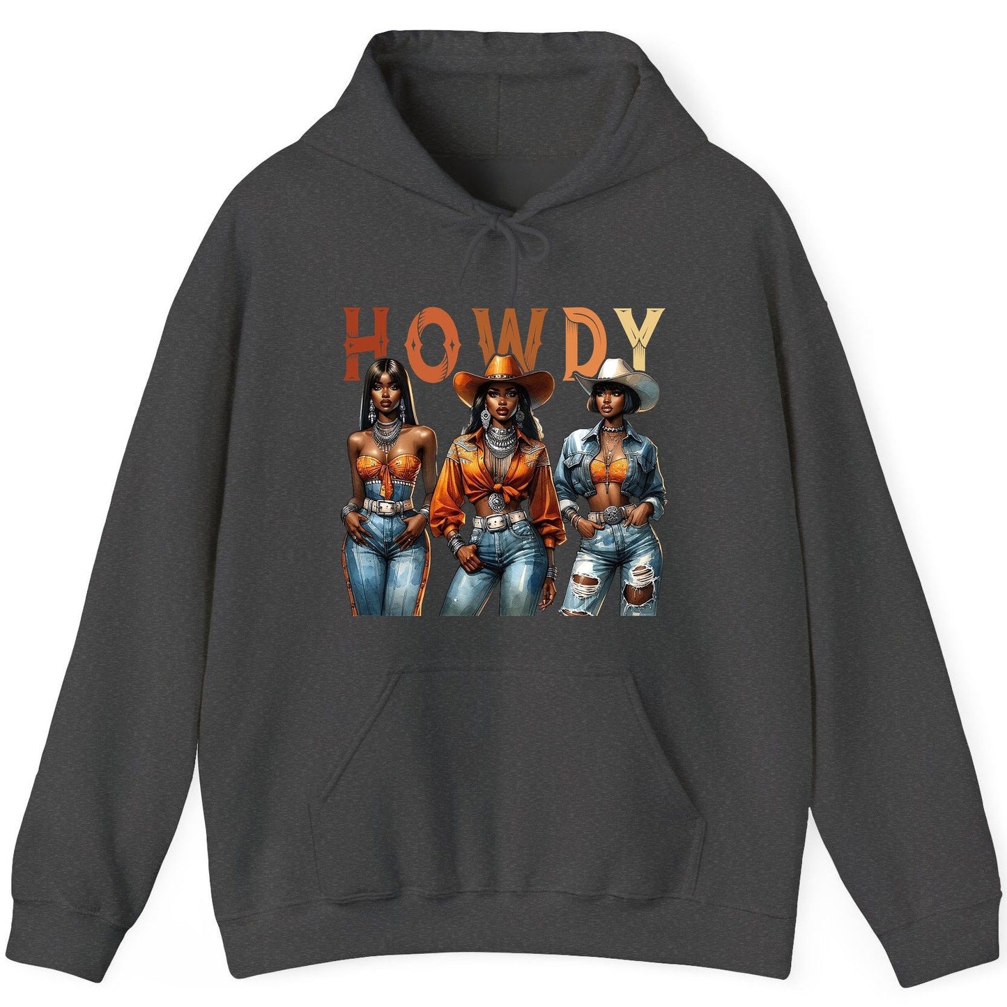 Howdy black cowgirls Hoodie Dark Heather product mockup