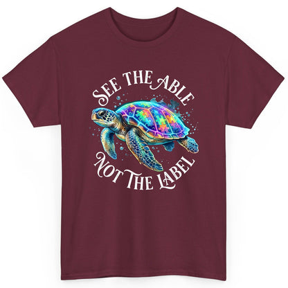 See the Able Not the Label Autism Awareness T-Shirt - product mockup - Maroon