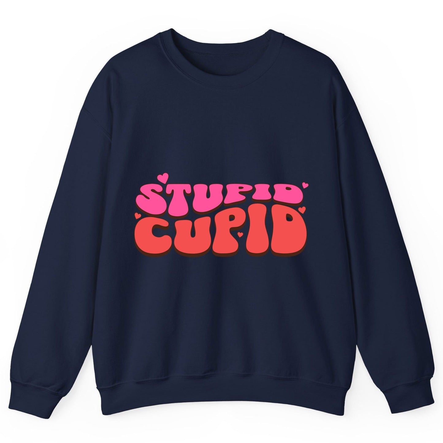 Stupid Cupid anti-Valentine's Day Sweatshirt Navy product mockup