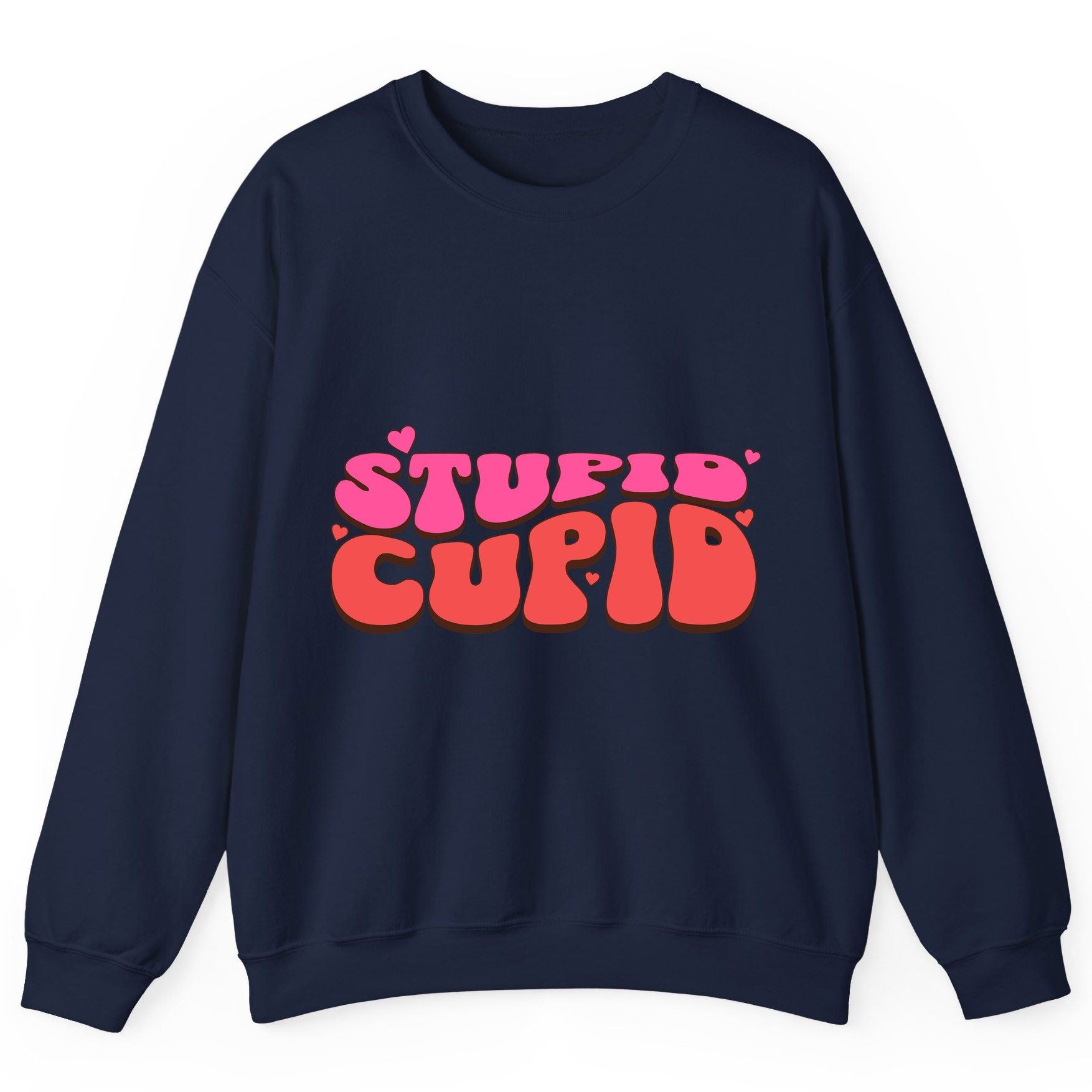 Stupid Cupid anti-Valentine's Day Sweatshirt Navy product mockup