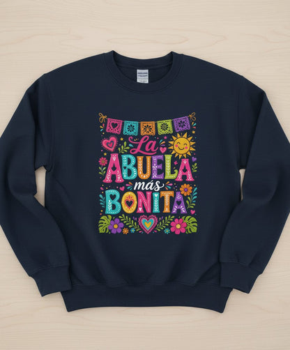 La Abuela Más Bonita Spanish Grandma Sweatshirt - product mockup - Navy