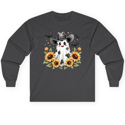 Cowboy Ghost Sunflowers cowboy ghost Long Sleeve Tee Dark Heather product mockup