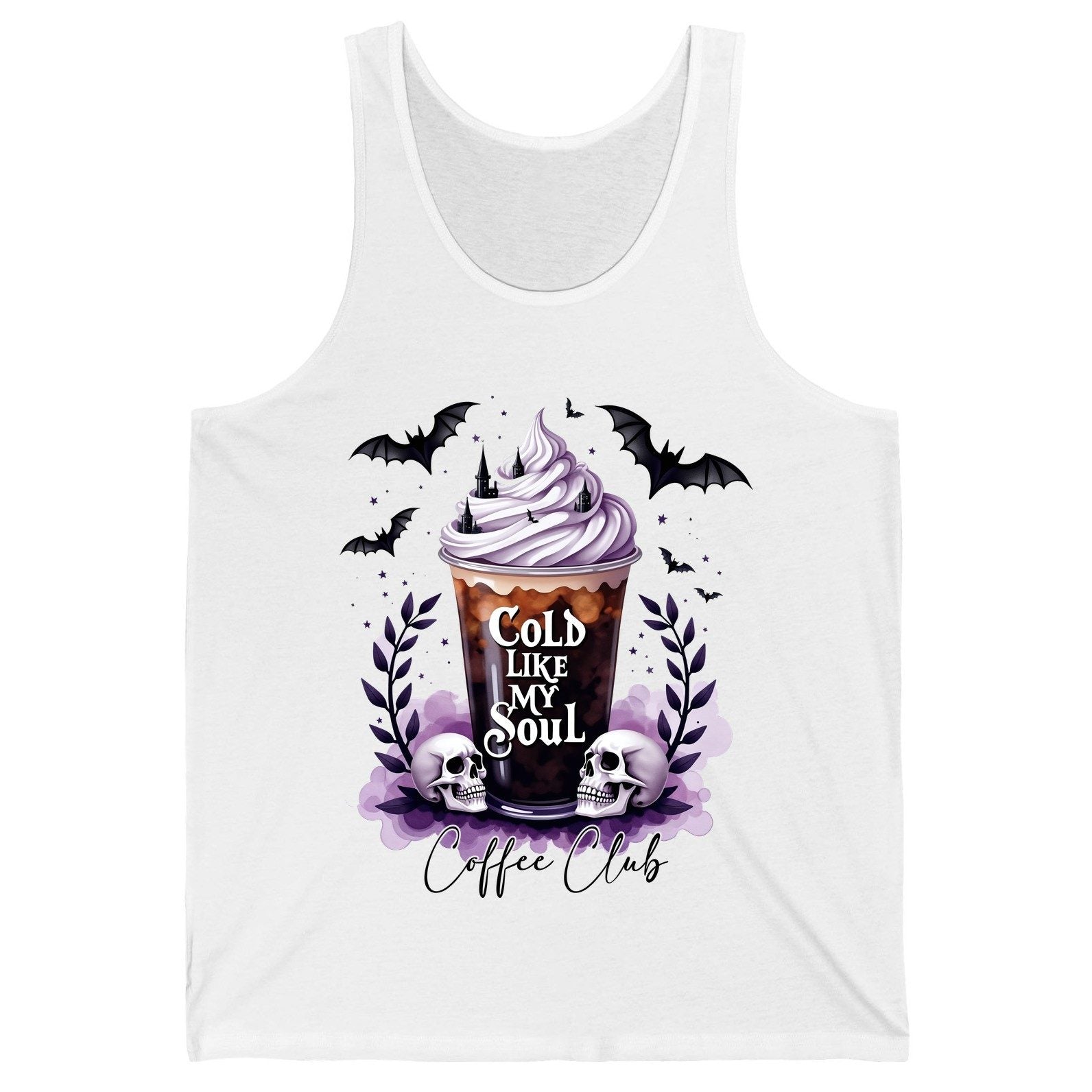Cold Like My Soul gothic iced coffee Tank Top White product mockup