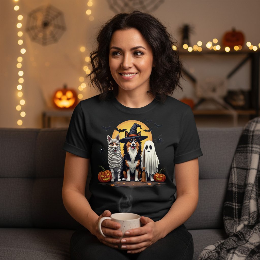 Halloween Dogs in Costumes Halloween dogs T-Shirt Black lifestyle mockup