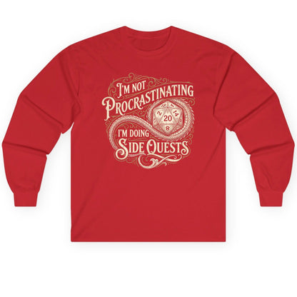 I'm Not Procrastinating I'm Doing Side Quests rpg gaming Long Sleeve Tee Red product mockup