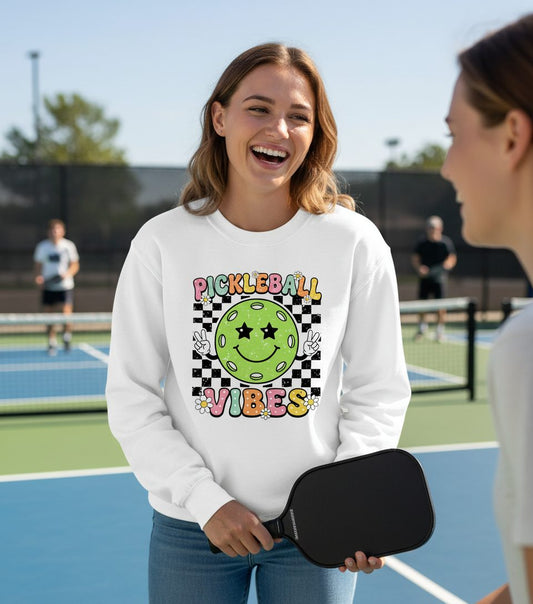 Pickleball Vibes pickleball Sweatshirt White lifestyle mockup
