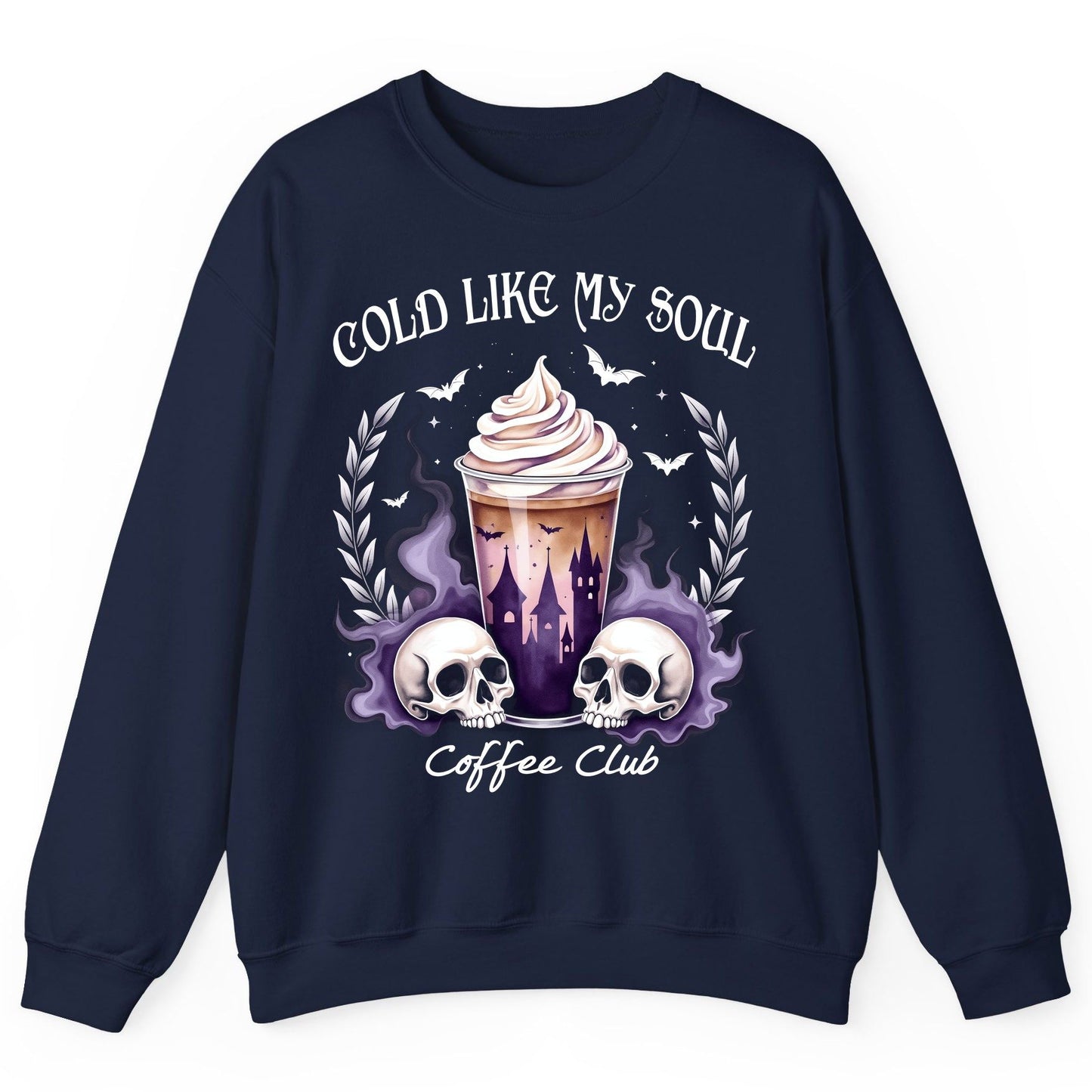 Cold Like My Soul Coffee Club gothic iced coffee Sweatshirt Navy product mockup