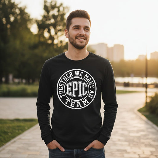 Together We Make an Epic Team teamwork Long Sleeve Tee Black lifestyle mockup