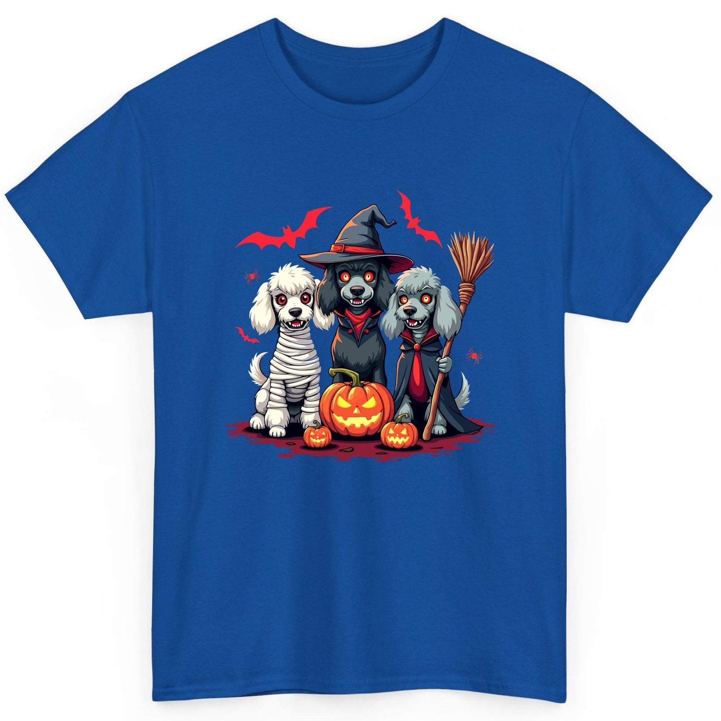 Spooky Poodle Trio Halloween dogs T-Shirt Royal product mockup