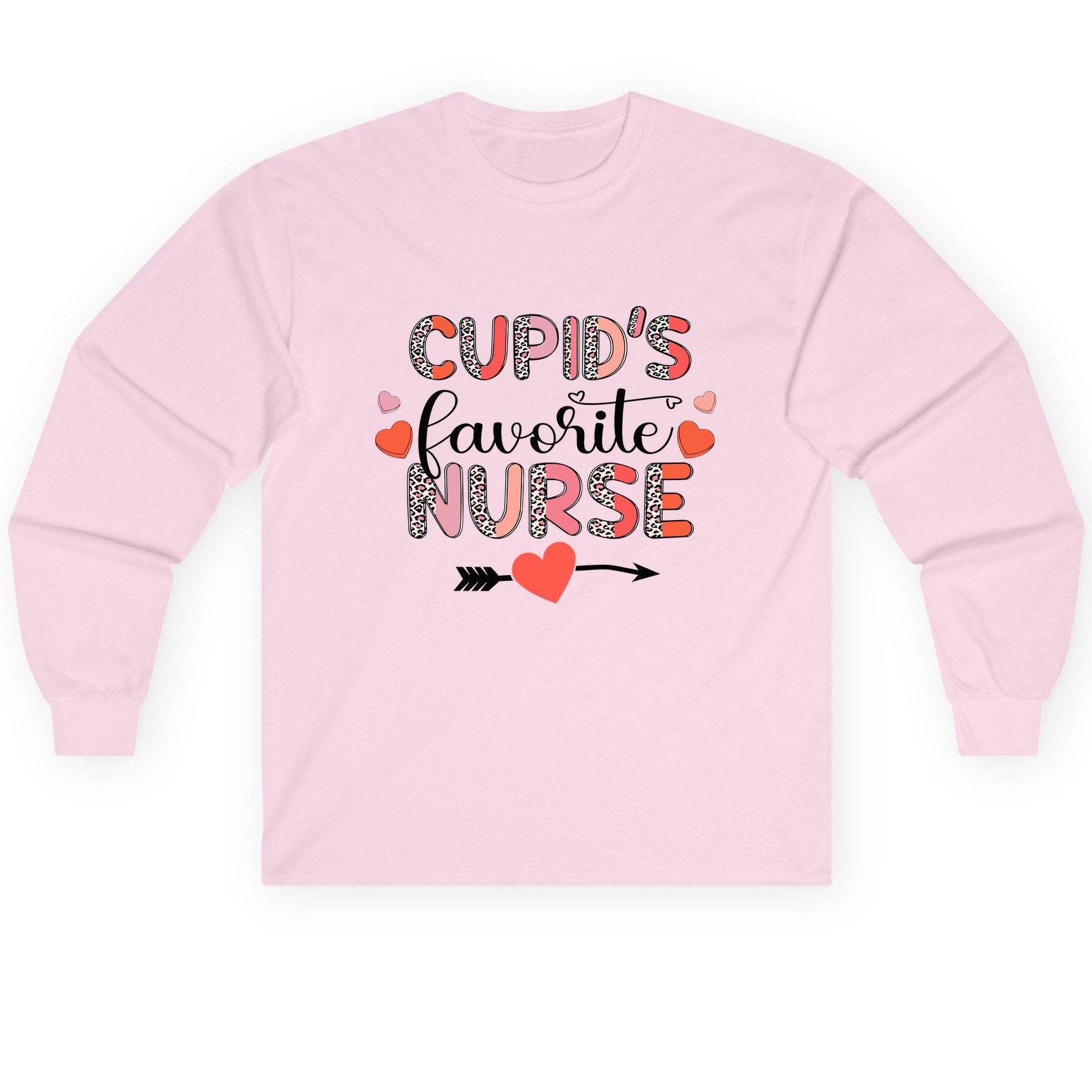 Cupid's Favorite Nurse nurse Long Sleeve Tee Light Pink product mockup