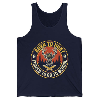 Born to Hunt Forced to Go to School hunting Tank Top Navy product mockup