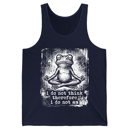 I Do Not Think Therefore I Do Not Am meditating frog Tank Top Navy product mockup