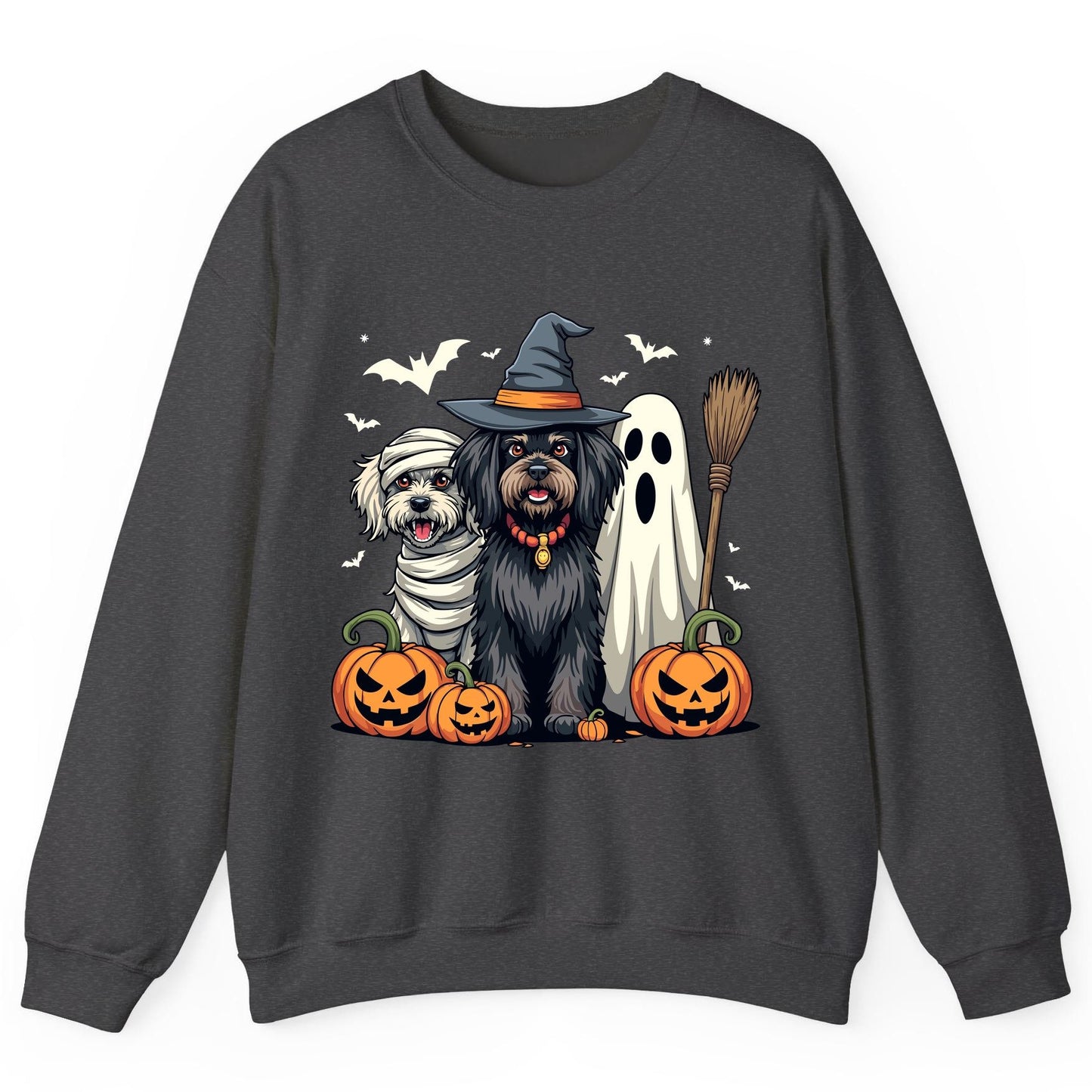 Halloween Dogs in Costumes Halloween dogs Sweatshirt Dark Heather product mockup