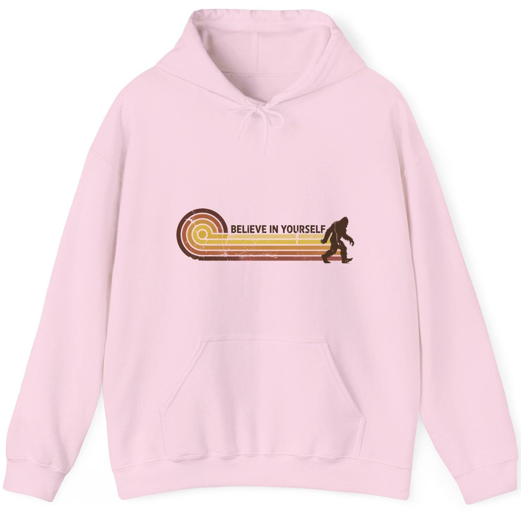 Believe in Yourself bigfoot Hoodie Light Pink product mockup