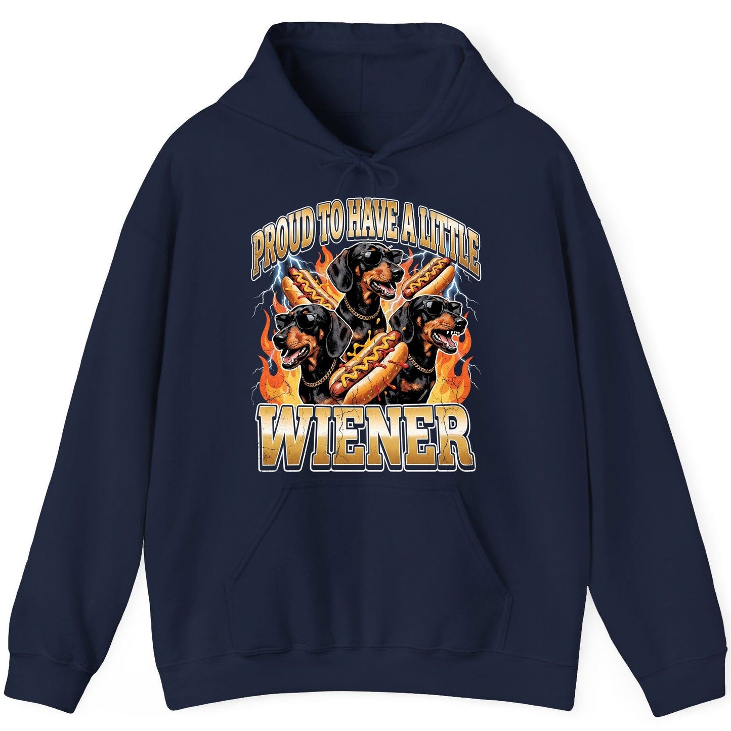 Proud to Have a Little Wiener dachshund Hoodie Navy product mockup
