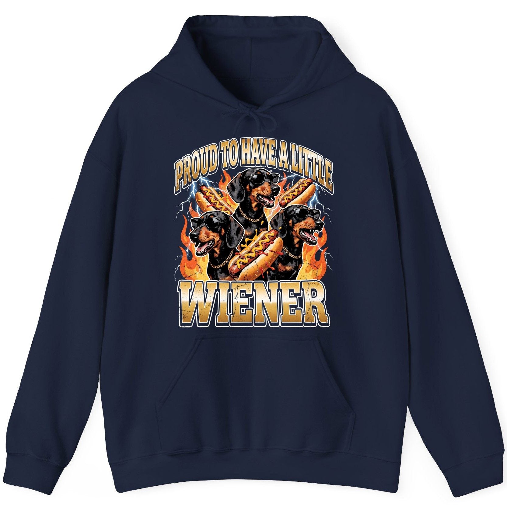 Proud to Have a Little Wiener dachshund Hoodie Navy product mockup