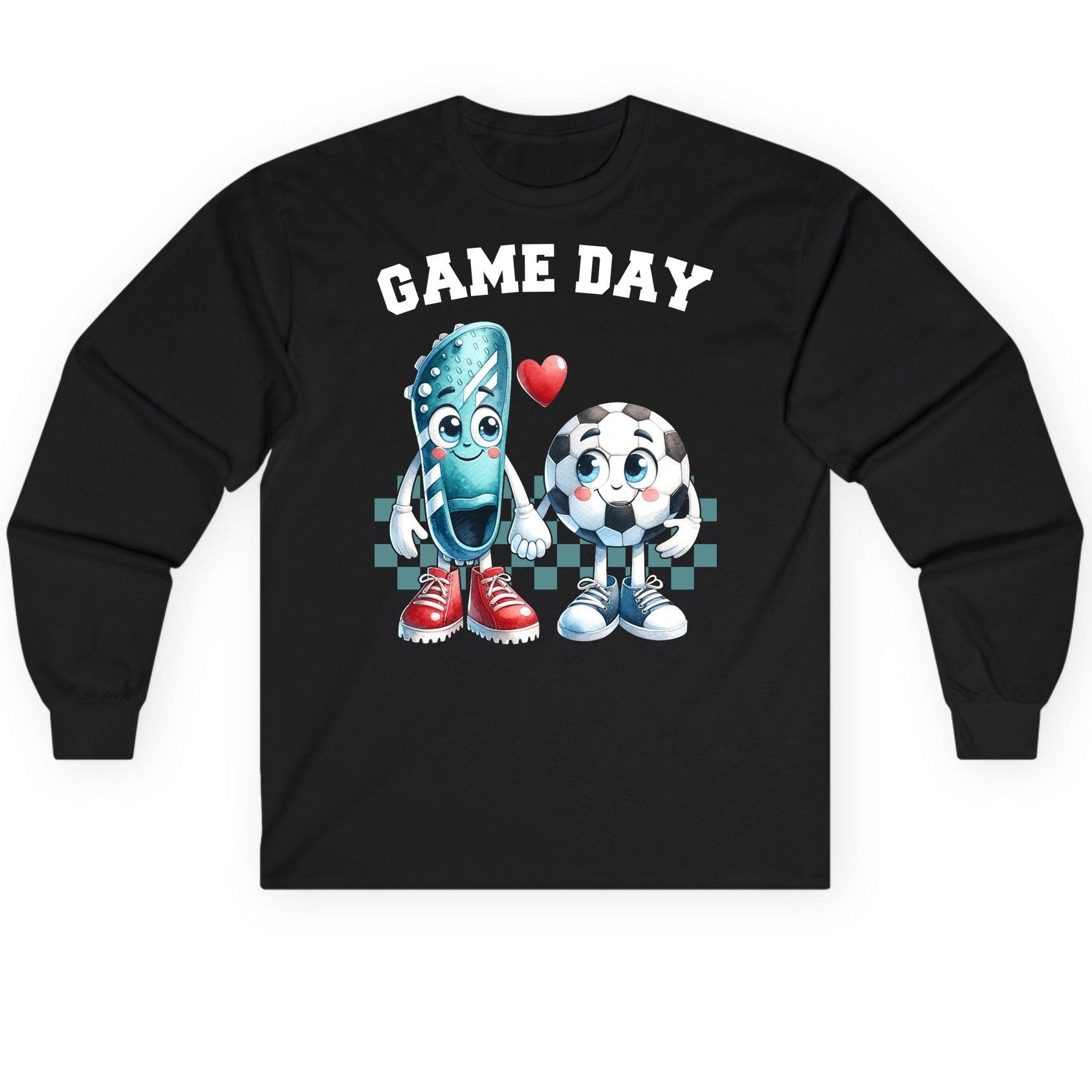 Game Day soccer Long Sleeve Tee Black product mockup