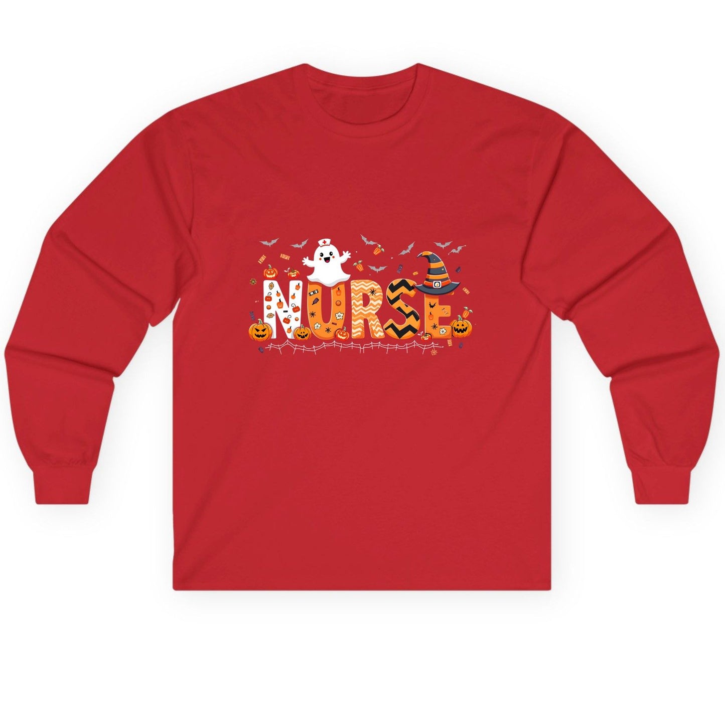 Nurse Halloween Long Sleeve Tee Red product mockup