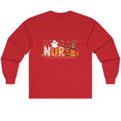 Nurse Halloween Long Sleeve Tee Red product mockup