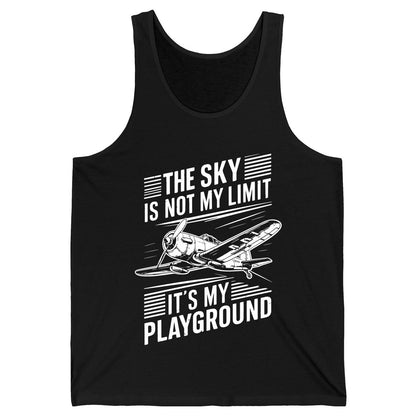 The Sky Is Not My Limit It's My Playground vintage airplane Tank Top Black product mockup