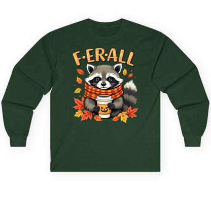 F ER All raccoon Long Sleeve Tee Forest Green product mockup