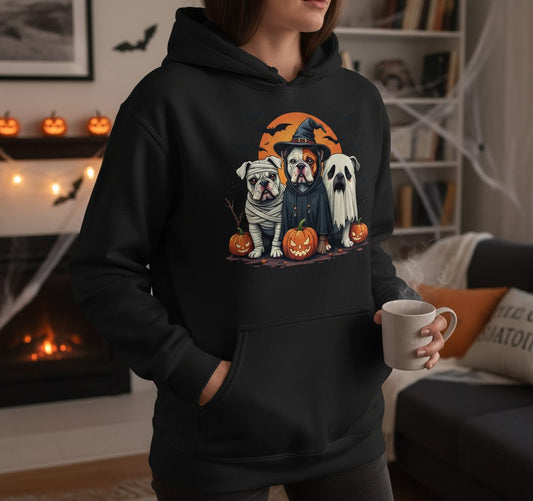 Halloween Bulldogs Costumes Halloween bulldogs Hoodie Black lifestyle mockup