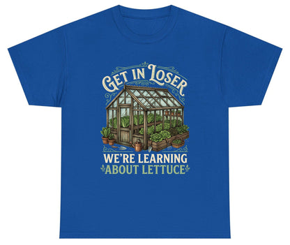 GET IN LOSER WE'RE Learning ABOUT Lettuce Youth T-Shirt - product mockup - Royal