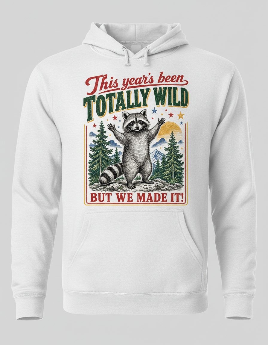 Totally Wild Raccoon Funny Animal Lovers Hoodie - product mockup - White