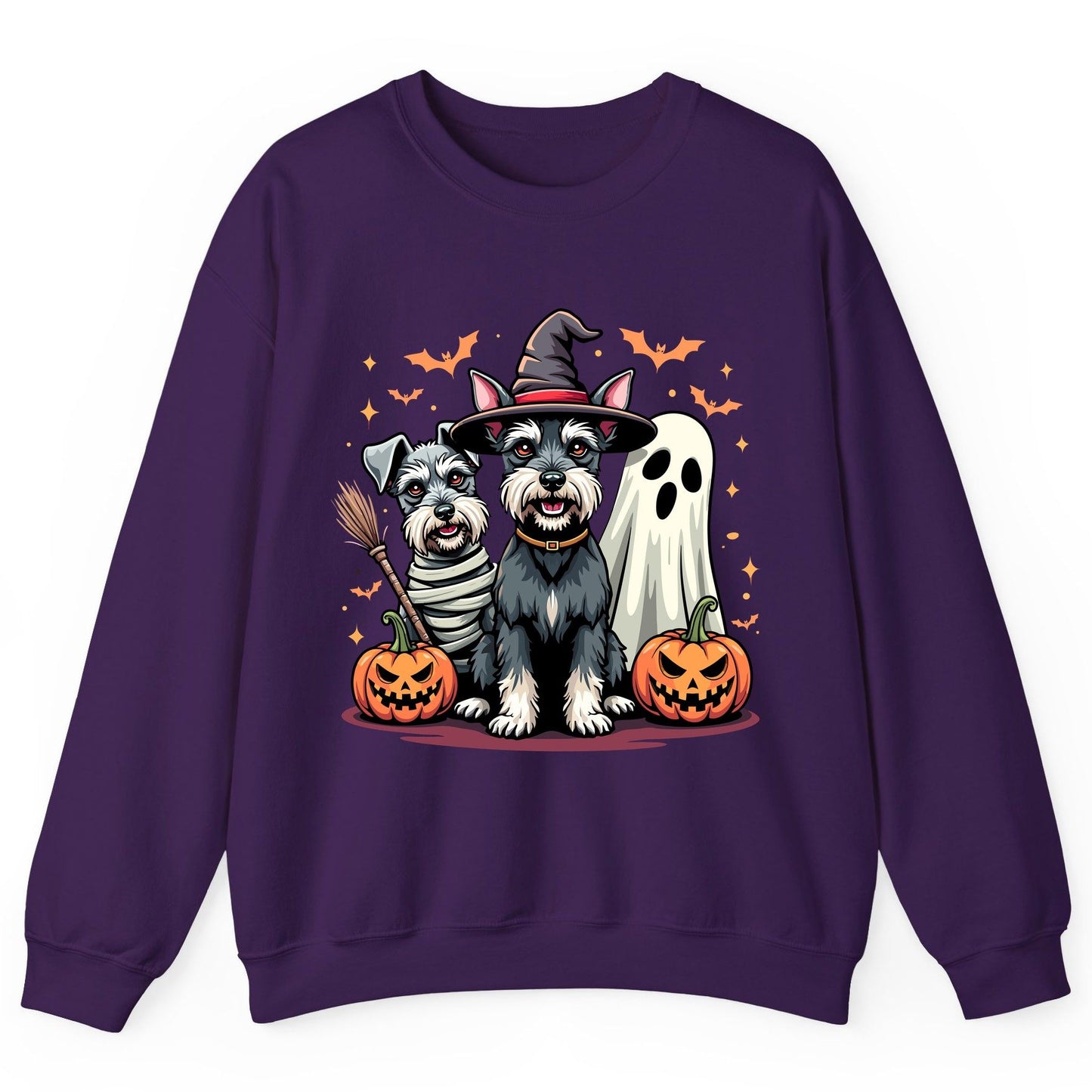 Halloween Schnauzer Dogs schnauzer dogs Sweatshirt Purple product mockup