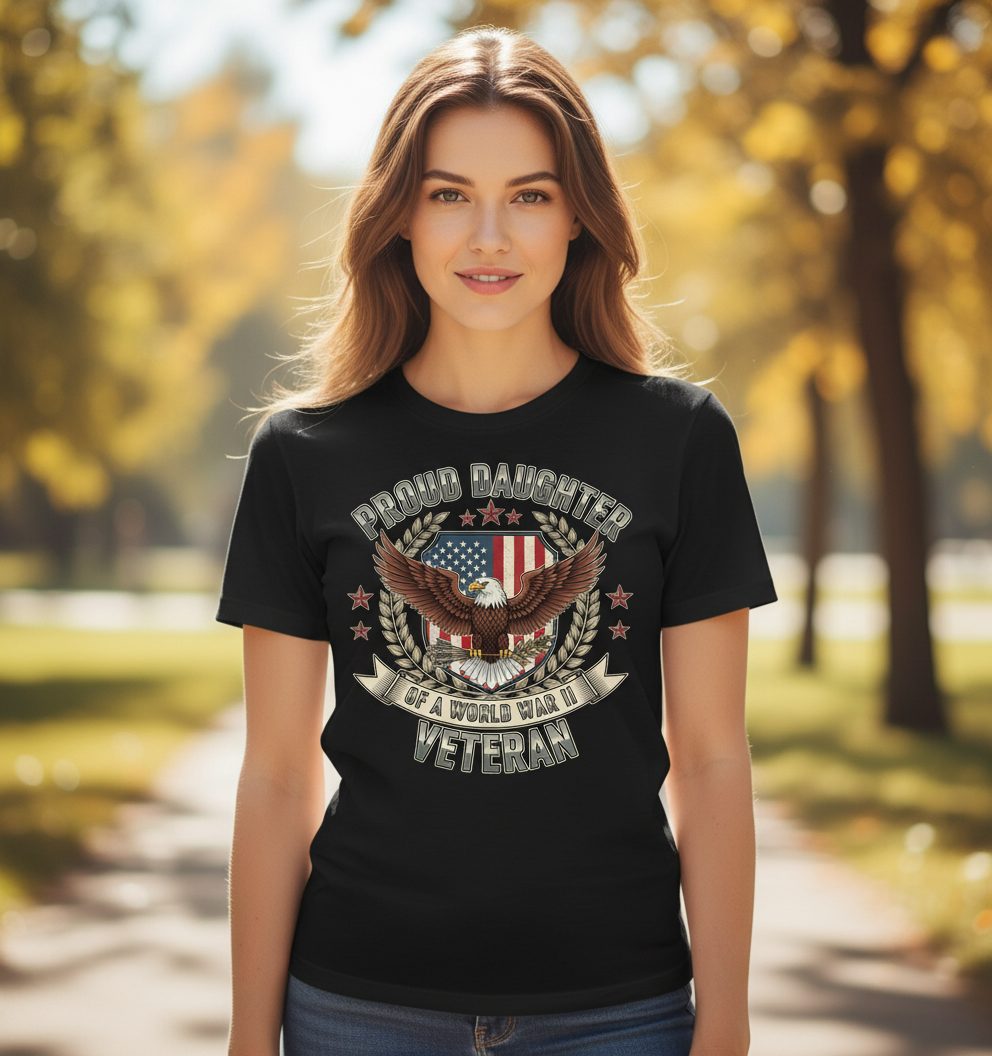 Proud Daughter of a World War Ii Veteran wwii veteran T-Shirt Black lifestyle mockup