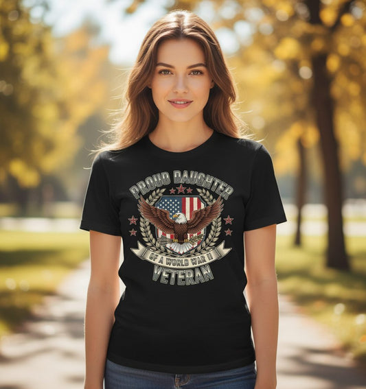 Proud Daughter of a World War Ii Veteran wwii veteran T-Shirt Black lifestyle mockup
