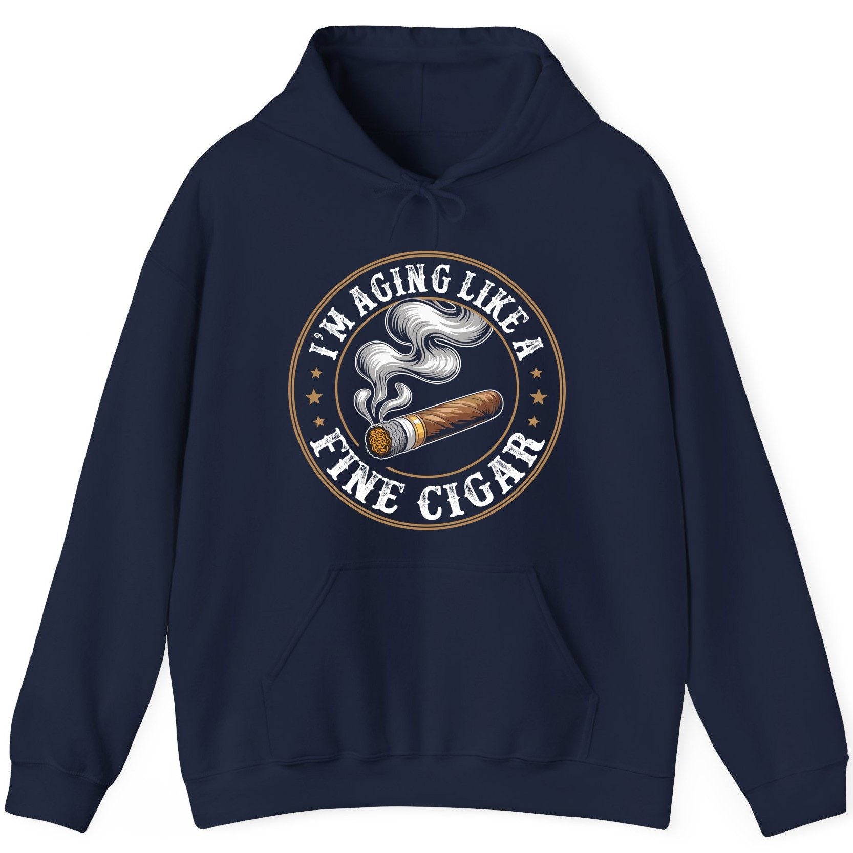 I'm Aging Like a Fine Cigar cigar smoking Hoodie Navy product mockup