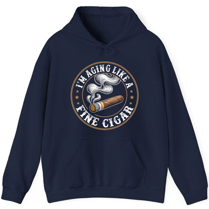 I'm Aging Like a Fine Cigar cigar smoking Hoodie Navy product mockup