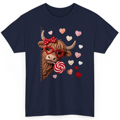 Crochet Valentine's Highland Cow highland cow T-Shirt Navy product mockup