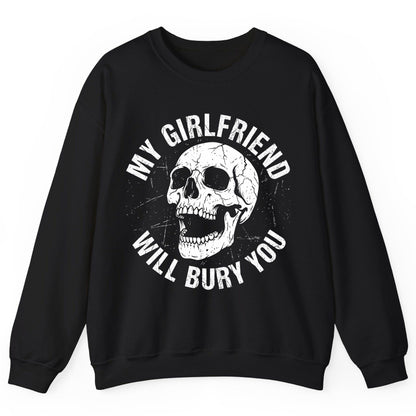 My Girlfriend Will Bury You skull Sweatshirt Black product mockup