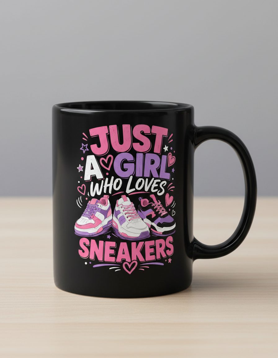 Sneakers Sneakerhead Girls Black Mug - product mockup - Black