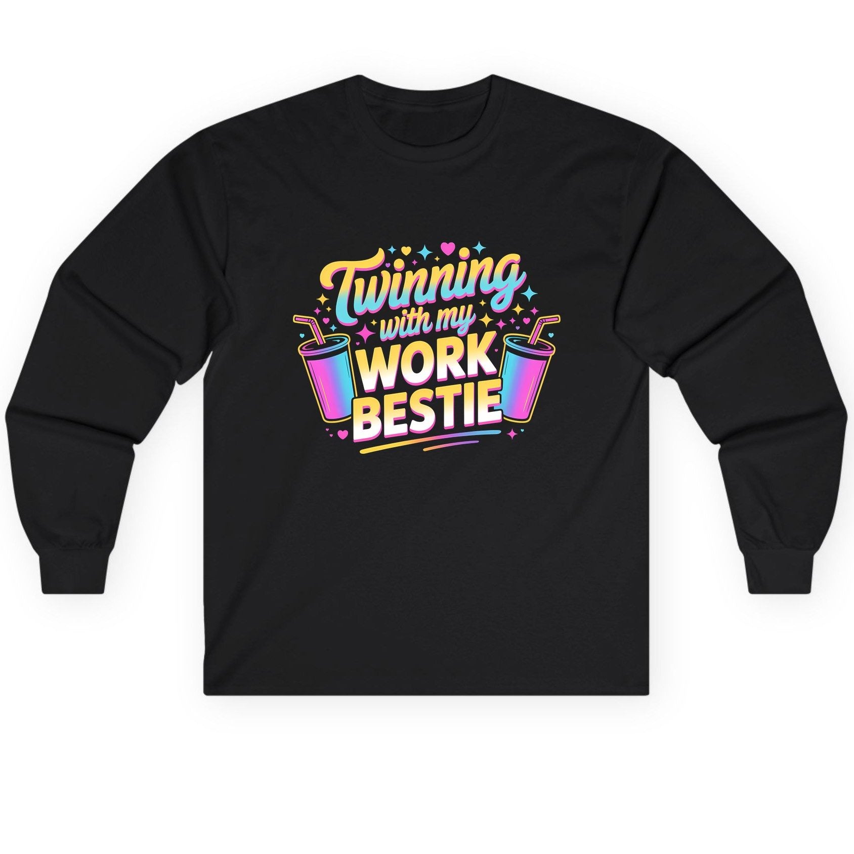 Twinning with My Work Bestie work friendship Long Sleeve Tee Black product mockup
