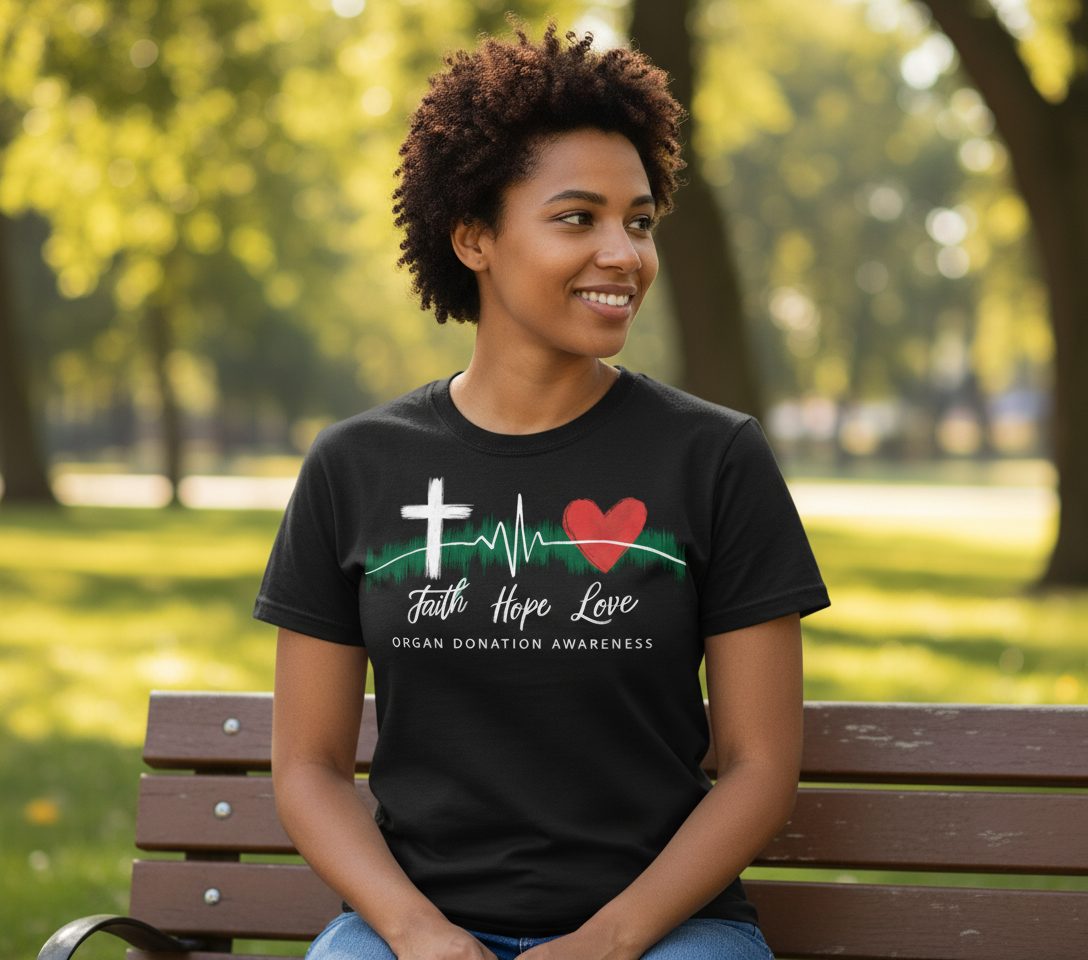 Faith Hope Love Organ Donation Awareness organ donation awareness T-Shirt Black lifestyle mockup